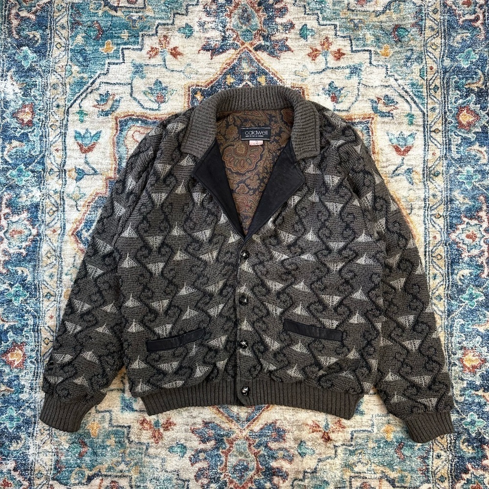 Vintage Caldwell Abstract Sweater Blazer Large